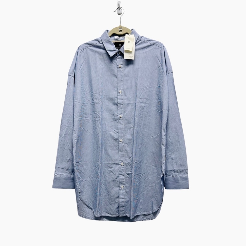 Scotch & Soda Blue Striped Button Up Long Fit Shirt